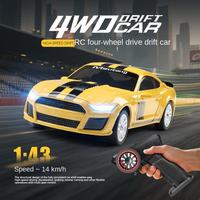 WLTOYS K4308 1:43 Voiture de sport électrique télécommandée 4x4 haute vitesse 11 km/h, modèle de voiture de drift miniature RC avec lumière LED