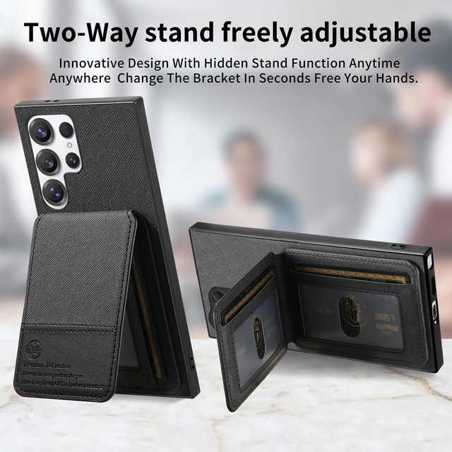 LeYi Luxury Mobile Phone case with Kickstand Wallet Cases 2 in 1 Slim Cover for Samsung Galaxy S25 Ultra S24 Plus S26 FE A56 A05