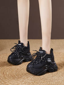 Scarpe da Corsa Donna Earthquake King con Suola Spessa in Gomma, Tomaia in Mesh Stampato, Allacciatura, Nuova Collezione Primavera Autunno, Modello Rialzato - Product Image 5