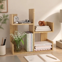 Moderne bamboe dubbeldekker bureaublad boekenplank ruimtebesparende boekenorganizer rek voor kantoor, slaapkamer en thuisopbergruimte