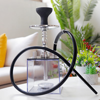 Set Kotak Shisha Hookah Baru dari Akrilik Transparan dengan Mangkuk Silikon dan Lampu LED