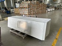 YUANDA Vente en gros de dalles de quartz blanc Calacatta sans silice pour plans de travail de cuisine sur mesure, plans de travail et dessus de meuble-lavabo