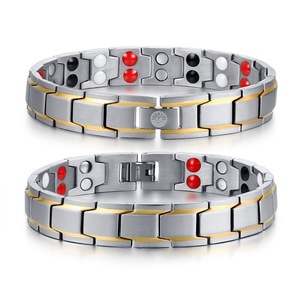 Gold Black 2 Tone Color <b>Mens</b> Bracelet Titanium Jewelry Far Infrared Therapy Bracelets - Product Image 4