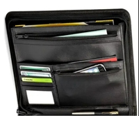 Porte-documents A4 OEM, organiseur de bureau, emplacement pour cartes de visite, multi-poches, présentoir rigide, couverture en PVC et cuir PU, fermeture éclair, agenda