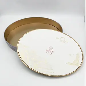 Elegante Forma Oval Cilindro Candy Chocolate Metal Tin Can Box com impressão em relevo