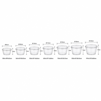 Transparante plastic wegwerp schaal 300ml 95x52mm met deksel, kleine schaal voor soep, snacks, dessert, fruitsalade, voedselveilige PP, lekvrij