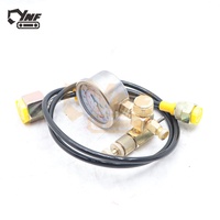 Kit de manomètre de charge d'azote DQB avec tuyau et 2 adaptateurs pour test de pression, pour service d'accumulateurs hydrauliques et de marteaux hydrauliques d'excavatrices