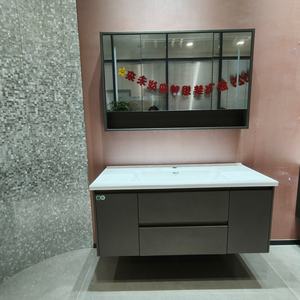 Nuevo Gabinete de Baño Marrón con Diseño de Doble Cajón y Doble Puerta, Gabinete de Baño Montado en la Pared con Almacenamiento Multi-Espacio - Product Image 2