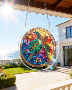 Attrape-soleil en verre acrylique arc-en-ciel en forme de tortue marine pour la maison, le jardin, l'extérieur, décoration de fenêtre faite à la main - Product Image 1