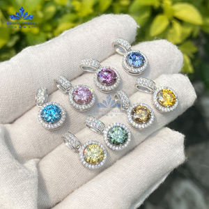 Colgante de moissanita de Plata de Ley 925, 1 quilate, 6,5mm, rosa, amarillo, azul, verde, rojo, colgante de diamante de color para novia - Product Image 2