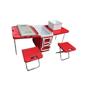 Nevera portátil plegable para exteriores, cofre de hielo aislado multifuncional con mesa y silla para pesca, Camping, estilo moderno - Product Image 2