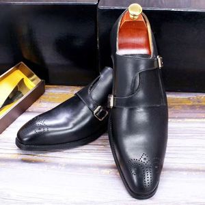 รองเท้าหนังสีดำแบบทางการสำหรับผู้ชาย รองเท้าลำลองผู้ชายแบบผูกเชือกสไตล์มอนก์ รองเท้าแฟชั่นสำหรับงานปาร์ตี้ - Product Image 4