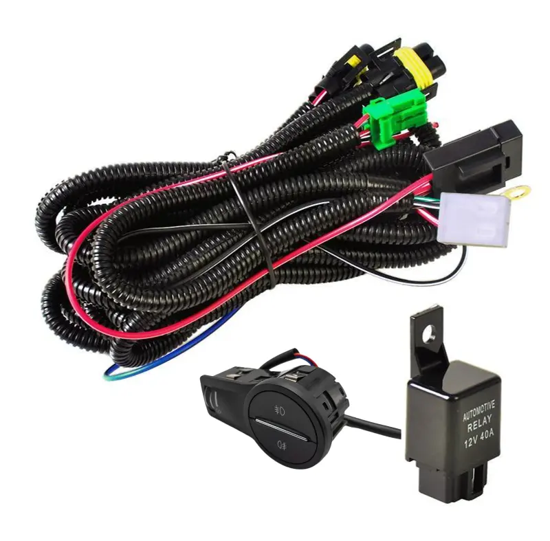 Manufacturer custom Car Fog Light Wiring Harness Kit with Fuse and Relay fog lamp Switch with wire cable for Fiat Toro
