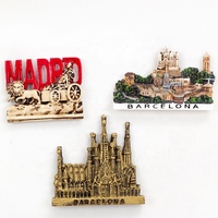 Vente en gros d'aimants de réfrigérateur souvenirs touristiques espagnols-Aimants de réfrigérateur époxy en résine de Madrid Barcelone pour la décoration intérieure