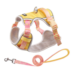 <b>Pet</b> <b>Harness</b> With Leash Adjustable Breathable Polyester For Small Medium Large Dogs Fruit Pattern Buckle Closure - Product Image 1