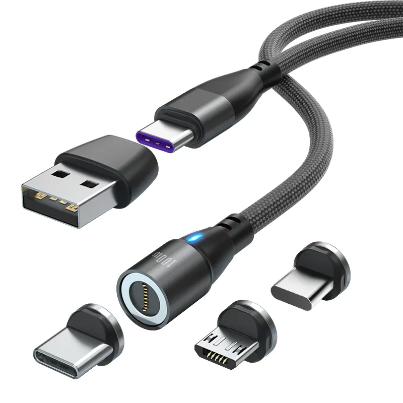 Greenport New 6 in 1 PD100W Magnetic Micro USB Cable 5A Type C to USB C Round design high strong 360 degree magnetic charger