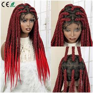 Wholesale Transparent Lace Front Knotless Box <b>Braid</b> <b>Wig</b>-Synthetic Hair Heat Resistant 250% Density Customizable Colors - Product Image 1