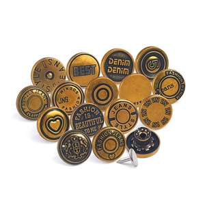 Fashion <b>Jeans</b> Metal <b>Buttons</b> Round Embossed Logo Nickel-Free Classic Style Denim <b>Button</b> - Product Image 3