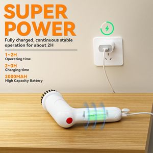 Brosse rotative électrique rechargeable à main pour nettoyer les fentes Outil de nettoyage de cuisine domestique - Product Image 6