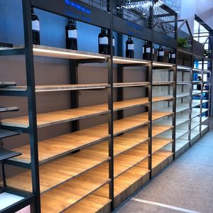 חנות מדף S תצוגת מדף פלדת מתכוונן מסחרי מתכת מדפי Rack Stand ארוך עץ מדף - Product Image 6