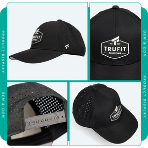 หมวกแก๊ปเบสบอลปีกหมวกแบบแข็งปักโลโก้สำหรับพนักงานป้องกันแสงแดดโฆษณาหมวกสีดำ - Product Image 2