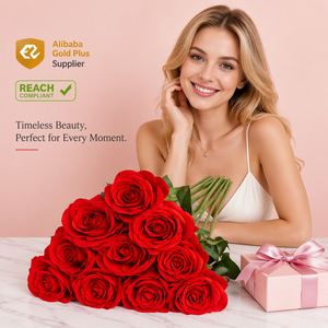 Décoration artistique traditionnelle moderne, rose artificielle en velours rouge, tige de haute qualité, pour jardin, mur, table, Noël, fête <span class=keywords><strong>des</strong></span> mères, <span class=keywords><strong>cadeau</strong></span> de fête - Product Image 1