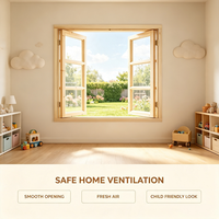 Ventana Interior de Madera de Abeto Sólido con Apertura Horizontal, Minimalista, con Vidrio Templado, Marco sin Acabado, Tamaño Personalizado, para Decoración del Hogar