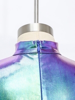 Robe métallique à volants pour filles de 6 à 16 ans, tenue de cosplay d'alien avec 1 paire de gants, costume de robot pour la danse jazz et les spectacles