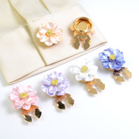 CLARMER Nouvelle Mode Bouton de manchette de chemise nacré, Bouton de col floral avec décoration en strass, Ensemble de couvre-boutons