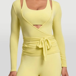 Ropa Deportiva de Secado Rápido, Manga Larga, para Yoga, Fitness, Top Deportivo con Cuello en V, Top Ajustado para Ballet y Yoga, 3 Piezas, Tallas Grandes - Product Image 3