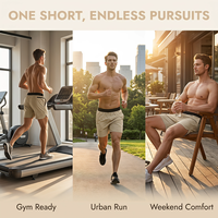 Shorts de sport pour homme en toile tissée personnalisée, taille mi-haute, séchage rapide, respirant, couleur unie, avec haute élasticité pour les sports d'été