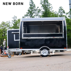 Carrito de Café Móvil y Remolque de Comida con Estación de Aperitivos y Dulces, Construcción de Acero Inoxidable Resistente al Óxido - Product Image 3