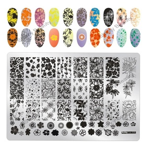 Plaque de tamponnage métallique pour ongles, motifs floraux de grande taille, tendance 2024, pochoirs pour nail art - Product Image 3