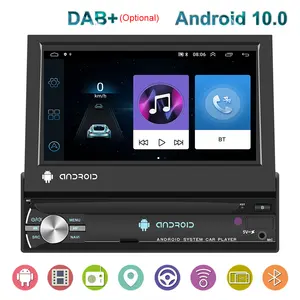 Autoradio Universale 1 + 16/2 + 32 1 Din Android 10 Autoradio 7 "Schermo Tattile Retrattile GPS Wifi BT FM RDS AUX Autoradio Stereo