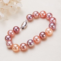 Bracelets en argent 925 unisexe en forme de perle d'eau douce Edison de qualité AAAAA/AAAA, rose/violet, sélection en direct de Zhuji