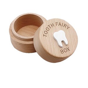 Boîte à dents en bois pour le rangement des dents de lait, souvenir avec couvercle pour garçons et filles - Product Image 2