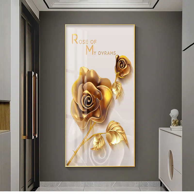 Luxury Gold Dream flower prodigio bagno da parete arte cristallo porcellana pittura romantica decorazione hotel per famiglia