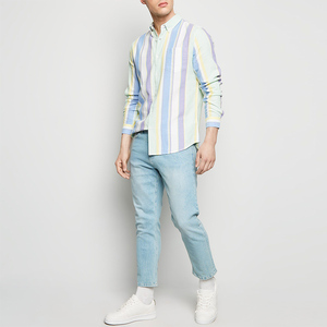 Áo Sơ Mi Nam Sọc Trắng Xanh Thoải Mái Áo 100% Cotton Thường Ngày - Product Image 3