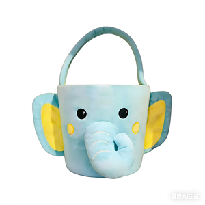 Cute <b>Elephant</b> Plush Bucket 31cm-50cm Soft Stuffed Toy For Kids Unisex Blue And Yellow Design - Product Image 1