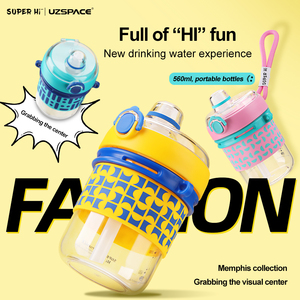 UZSPACE Bouteille d'eau de sport de haute qualité en plastique Tritan Tristan sans BPA avec couvercle en paille pour enfants filles - Product Image 2
