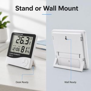 Digital Indoor Outdoor LCD Electronic Temperature Humidity Monitor Thermometer Hygrometer with Alarm Clock Household - Product Image 5