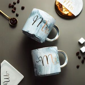 Modern Custom-Made Europe Style Stoneware <b>Ceramic</b> <b>Mug</b> with Marble Pattern Gold Rim Letters-Dishwasher & Microwave Safe - Product Image 4