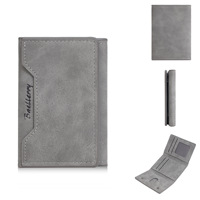 Dompet Kartu Kredit & ID Kulit PU Gaya Baru Vintage Lipat Tiga Kapasitas Besar dengan Kancing Penutup untuk Pria Gentleman