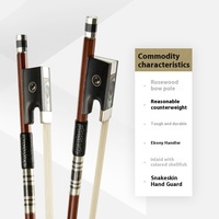 Archet de violon octogonal en ébène avec œil de poisson, bois de rose brésilien, crin de cheval blanc G01, pièces et accessoires pour instruments à cordes