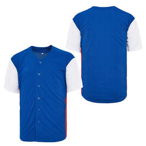 قميص بيسبول متوفر للتدريب العادي باللونين الأزرق والأبيض مع إمكانية التطريز المخصص والطباعة، بيع بالجملة من المصنع، قميص سوفتبول بأزرار - Product Image 2