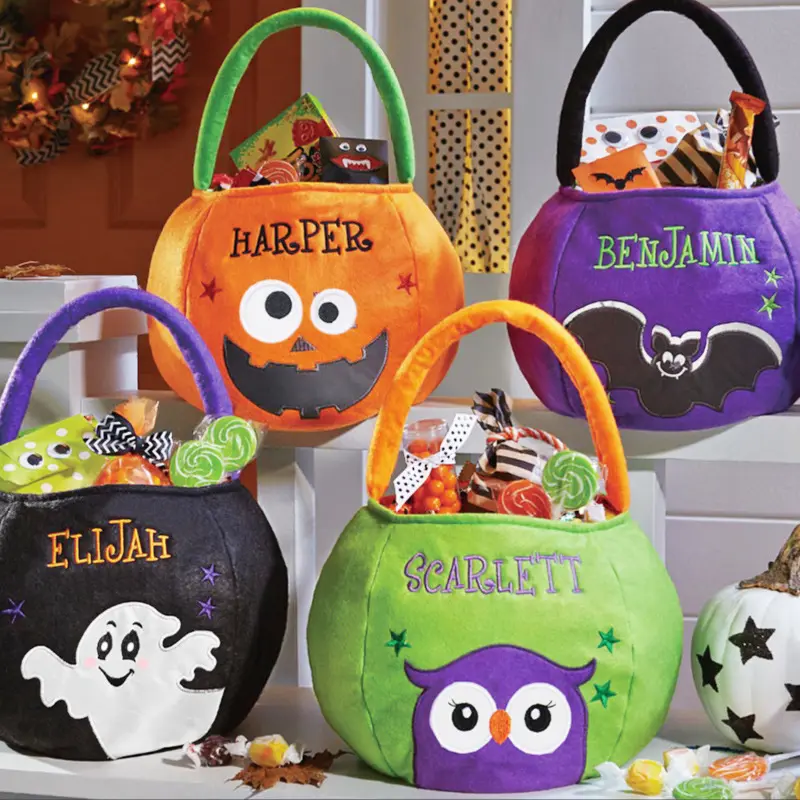 Ruun personalizado Halloween botín fiesta niños calabaza truco o trato bolsas de mano bolsa de dulces Cubo de almacenamiento de Halloween cesta de regalo portátil