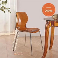 Chaise de salle à manger en acier transparent de style nordique, pieds en métal, populaire sur Internet, dossier simple, design minimaliste pour un usage domestique, petits appartements