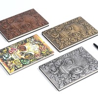 Carnet de notes A5 en similicuir avec motif tête de mort Shuangluo NAD19, cadeau de fête d'Halloween, décoration, vente en gros, 100 feuilles