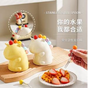 Unicorn Fruit Container <b>Set</b> With Stainless Steel Spoon For <b>Kids</b> And Home Use - Product Image 1
