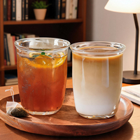 Gobelet en verre en forme de canette de 400 ml avec couvercle en bambou et paille, tasse réutilisable en verre pour boissons froides, jus, bière, café
